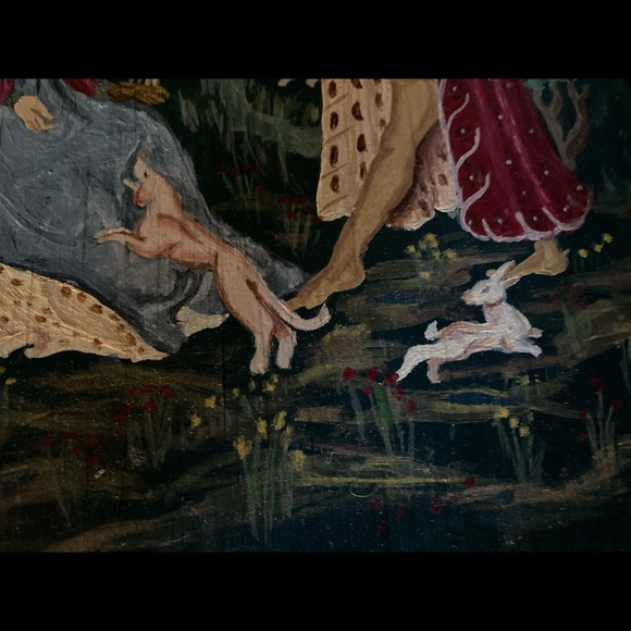 Hand painted Medieval Tapestry on Wood - Picture 4 of 5